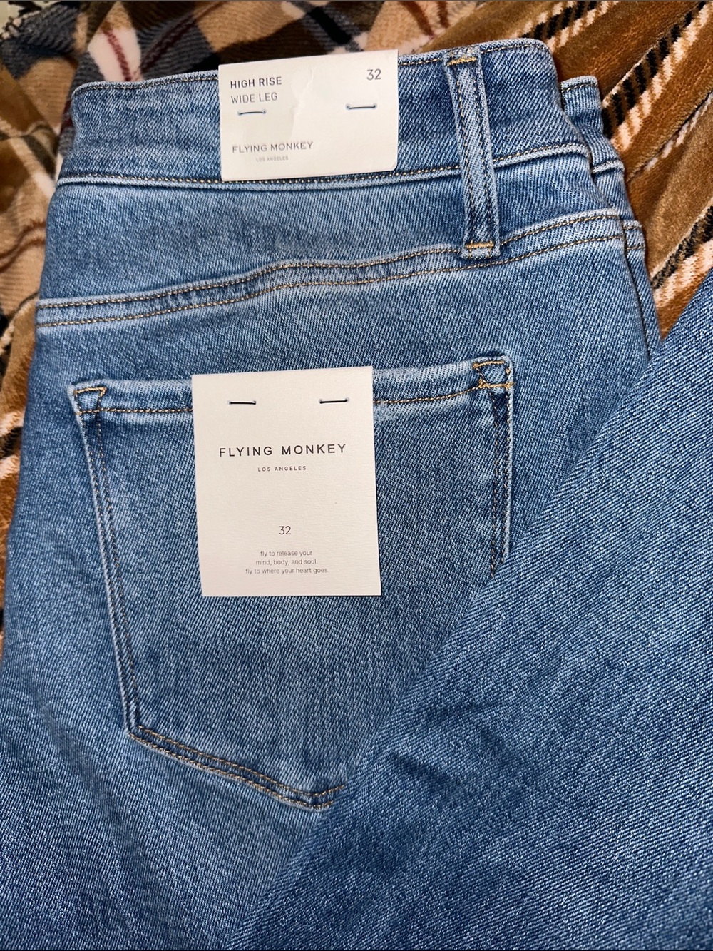 Flying Monkey High-Rise Wide Leg Jeans - Light Blue Denim